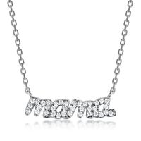 Sterling Silver Simple Style Letter Inlay Artificial Diamond Pendant Necklace sku image 1