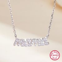 Sterling Silver Simple Style Letter Inlay Artificial Diamond Pendant Necklace main image 1