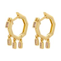 1 Pair Simple Style Solid Color Plating Inlay Copper Zircon 18K Gold Plated Drop Earrings main image 3
