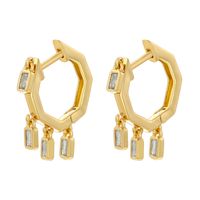 1 Pair Simple Style Solid Color Plating Inlay Copper Zircon 18K Gold Plated Drop Earrings main image 5