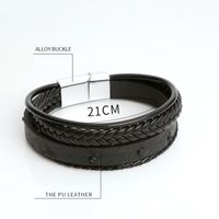 IG Style Simple Style Solid Color Pu Leather Alloy Knitting Men's Bangle main image 2