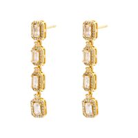 1 Pair Casual Elegant Solid Color Plating Inlay Copper Zircon 18K Gold Plated Drop Earrings main image 4