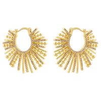 1 Paire Décontractée Élégant Couleur Unie Placage Incruster Le Cuivre Zircon Plaqué Or 18K Boucles D'oreilles main image 6