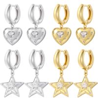 1 Pair Casual Elegant Cute Pentagram Plating Inlay Copper Zircon 18K Gold Plated Drop Earrings main image 1