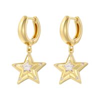 1 Pair Casual Elegant Cute Pentagram Plating Inlay Copper Zircon 18K Gold Plated Drop Earrings sku image 3