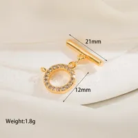 1 Piece 21 * 12mm Copper Zircon 14K Gold Plated Circle Polished OT Buckle Jewelry Buckle main image 2