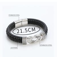 Punk Simple Style Knot Stainless Steel Pu Leather Men's Bangle main image 2