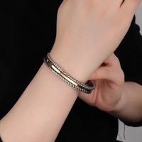 Hip-Hop Vintage Style Color Block 304 Stainless Steel 18K Gold Plated Bangle In Bulk main image 7