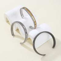 Hip-Hop Vintage Style Color Block 304 Stainless Steel 18K Gold Plated Bangle In Bulk main image 1