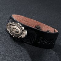Classical Vintage Style Letter Symbol Rhombus Alloy Leather Men's Wristband main image 6