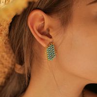 1 Pair Simple Style Classic Style Straw Hat Plating Inlay Stainless Steel Turquoise 18K Gold Plated Ear Studs main image 1