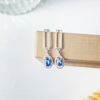 1 Pair Elegant Luxurious Simple Style Circle Plating Inlay Sterling Silver Gem Gold Plated Drop Earrings main image 1