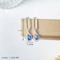 1 Pair Elegant Luxurious Simple Style Circle Plating Inlay Sterling Silver Gem Gold Plated Drop Earrings main image 2