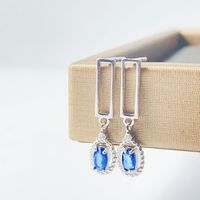 1 Pair Elegant Luxurious Simple Style Circle Plating Inlay Sterling Silver Gem Gold Plated Drop Earrings main image 4