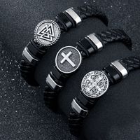 Hip-Hop Classic Style Cool Style Triangle Cross Symbol Pu Leather Alloy Men's Wristband main image 4