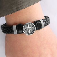 Hip-Hop Classic Style Cool Style Triangle Cross Symbol Pu Leather Alloy Men's Wristband main image 3