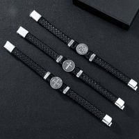 Hip-Hop Classic Style Cool Style Triangle Cross Symbol Pu Leather Alloy Men's Wristband main image 5