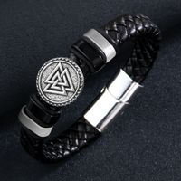 Hip-Hop Classic Style Cool Style Triangle Cross Symbol Pu Leather Alloy Men's Wristband main image 6