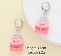 1 Piece Cartoon Style Cute Simple Style Cartoon Bottle Smiley Face Chunky Thick Resin Resin Drop Earrings main image 2