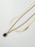 Wholesale Jewelry Simple Style Classic Style Square Alloy Glass 14K Gold Plated Inlay Layered Necklaces main image 8