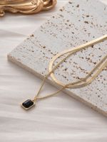 Wholesale Jewelry Simple Style Classic Style Square Alloy Glass 14K Gold Plated Inlay Layered Necklaces main image 9