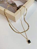 Wholesale Jewelry Simple Style Classic Style Square Alloy Glass 14K Gold Plated Inlay Layered Necklaces main image 7