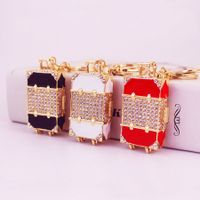 Simple Style Luggage Zinc Alloy Plating Inlay Rhinestones Women's Bag Pendant Keychain main image 1