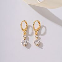 1 Pair Simple Style Shiny Round Inlay Copper Zircon 18K Gold Plated Drop Earrings main image 5