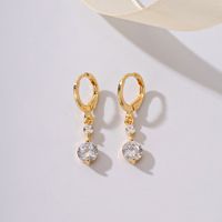 1 Pair Simple Style Shiny Round Inlay Copper Zircon 18K Gold Plated Drop Earrings sku image 1