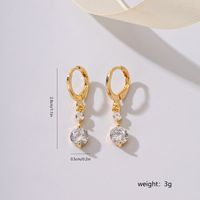 1 Pair Simple Style Shiny Round Inlay Copper Zircon 18K Gold Plated Drop Earrings main image 2