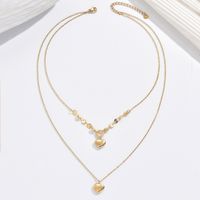 304 Stainless Steel 14K Gold Plated Elegant Romantic Classic Style Plating Heart Shape Double Layer Necklaces main image 6