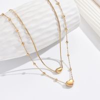 304 Stainless Steel 14K Gold Plated Elegant Romantic Classic Style Plating Heart Shape Double Layer Necklaces main image 8