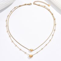 304 Stainless Steel 14K Gold Plated Elegant Romantic Classic Style Plating Heart Shape Double Layer Necklaces main image 9