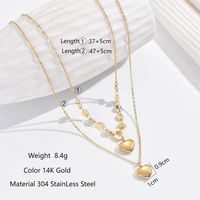 304 Stainless Steel 14K Gold Plated Elegant Romantic Classic Style Plating Heart Shape Double Layer Necklaces sku image 2