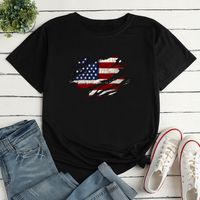 Unisex T-Shirt Kurzarm T-Shirts Drucken Lässig Brief Amerikanische Flagge main image 2