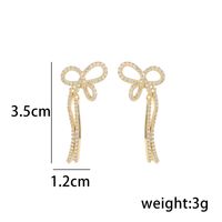 1 Pair Simple Style Classic Style Bow Knot Plating Inlay Sterling Silver Zircon 14K Gold Plated Drop Earrings main image 2