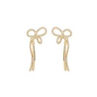 1 Pair Simple Style Classic Style Bow Knot Plating Inlay Sterling Silver Zircon 14K Gold Plated Drop Earrings main image 4
