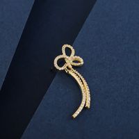 1 Pair Simple Style Classic Style Bow Knot Plating Inlay Sterling Silver Zircon 14K Gold Plated Drop Earrings main image 5