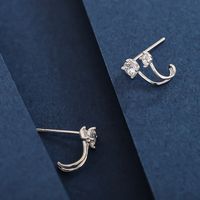 1 Pair Simple Style Classic Style Solid Color Plating Inlay Sterling Silver Zircon 14K Gold Plated Ear Studs main image 3