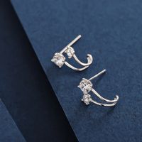1 Pair Simple Style Classic Style Solid Color Plating Inlay Sterling Silver Zircon 14K Gold Plated Ear Studs main image 1