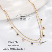 304 Stainless Steel 14K Gold Plated Simple Style Classic Style Plating Inlay Solid Color Zircon Layered Necklaces main image 2