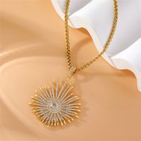 Stainless Steel Copper 18K Gold Plated Sweet Simple Style Plating Inlay Geometric Zircon Pendant Necklace main image 5