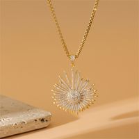 Stainless Steel Copper 18K Gold Plated Sweet Simple Style Plating Inlay Geometric Zircon Pendant Necklace main image 3