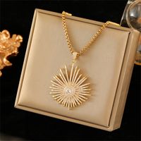 Stainless Steel Copper 18K Gold Plated Sweet Simple Style Plating Inlay Geometric Zircon Pendant Necklace sku image 1