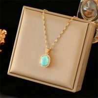 Stainless Steel Copper 18K Gold Plated Simple Style Plating Inlay Water Droplets Turquoise Zircon Pendant Necklace main image 4