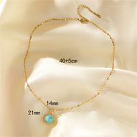 Stainless Steel Copper 18K Gold Plated Simple Style Plating Inlay Water Droplets Turquoise Zircon Pendant Necklace main image 8