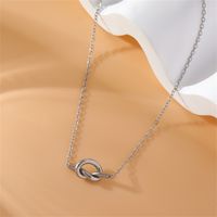 Wholesale Sweet Simple Style Heart Shape Knot 201 Stainless Steel Plating Inlay White Gold Plated Zircon Necklace main image 8