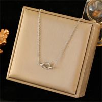 Wholesale Sweet Simple Style Heart Shape Knot 201 Stainless Steel Plating Inlay White Gold Plated Zircon Necklace main image 10