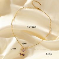 Wholesale Simple Style Flower 201 Stainless Steel Brass Plating Inlay 18K Gold Plated Zircon Pendant Necklace main image 4