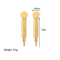 1 Pair Vintage Style Simple Style Commute Round Solid Color Polishing Tassel 304 Stainless Steel 18K Gold Plated Drop Earrings main image 2